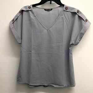 SHEIN grey button shoulder blouse